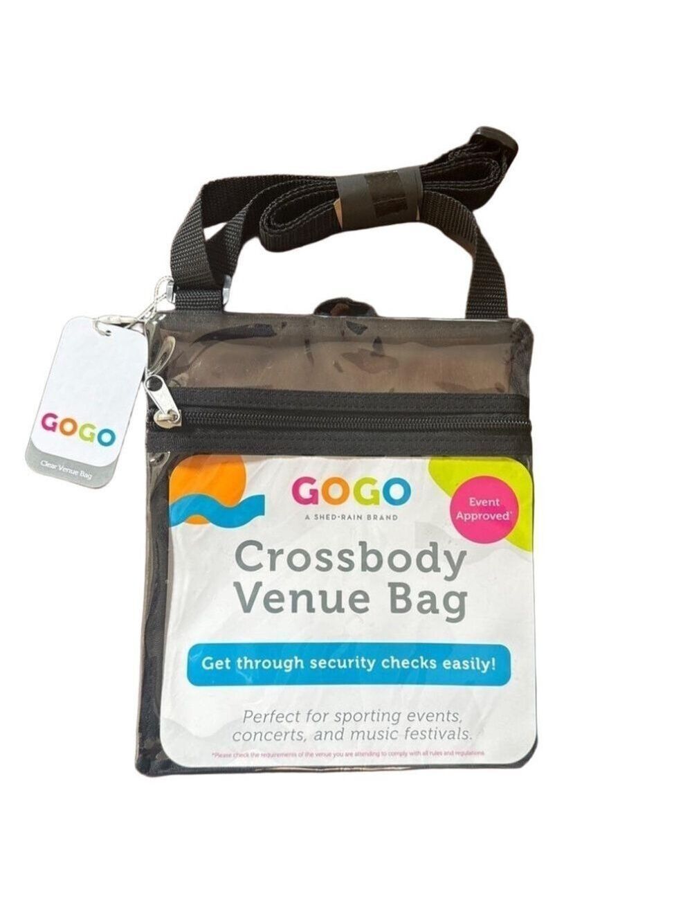 NWT GoGo Clear Crossbody Venue Bag. 7.5" wide x 8.75" high.  New